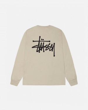 Stussy Basic Stussy Ls Tee - Mens Long Sleeve T-Shirt Khaki | NLEAH22014