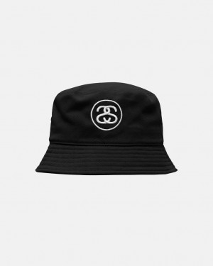 Stussy Deep Bucket Hat SS Link - Unisex Zwart | NLJVR25893