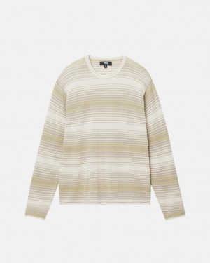 Stussy Horizontal Stripe Trui - Unisex Sweaters Knits Beige | NLICD46530