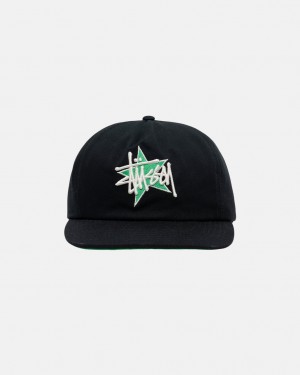 Stussy Mid-Depth Basic Star Strapback - Unisex Zwart | NLZPD95126
