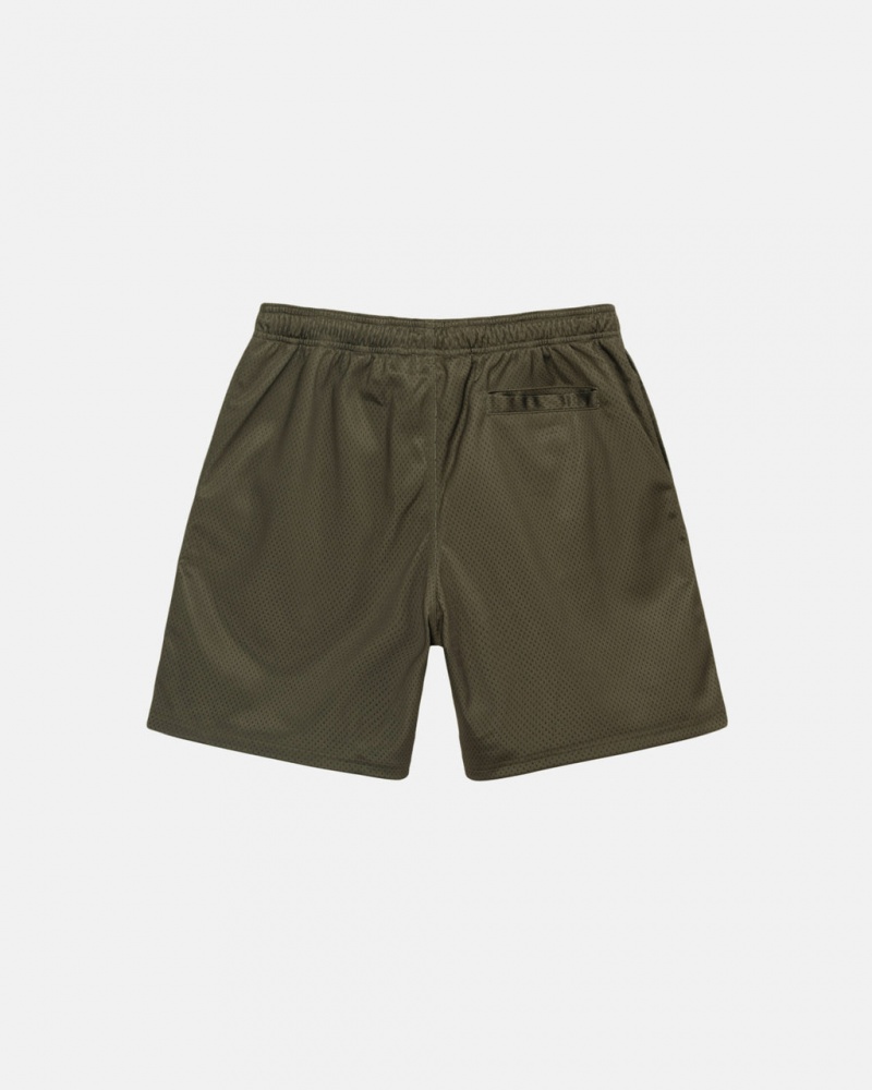 Stussy Big Basic Mesh Kort - Men&s Shorts Trunks Olijfgroen | FNLHY30772
