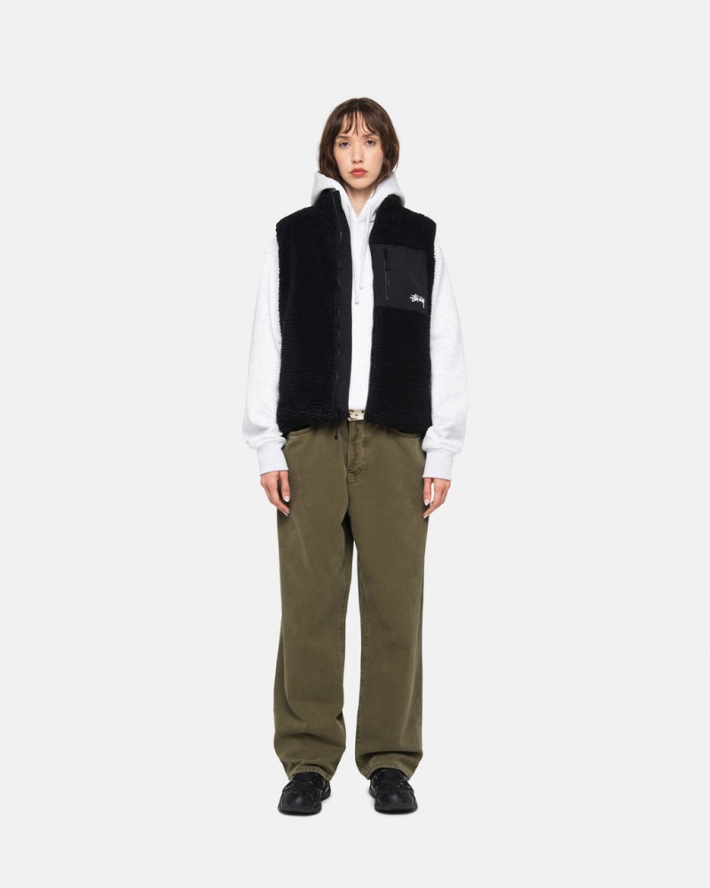 Stussy Big Ol Jean Washed Canvas - Unisex Pants Olijfgroen | SNLNY78458