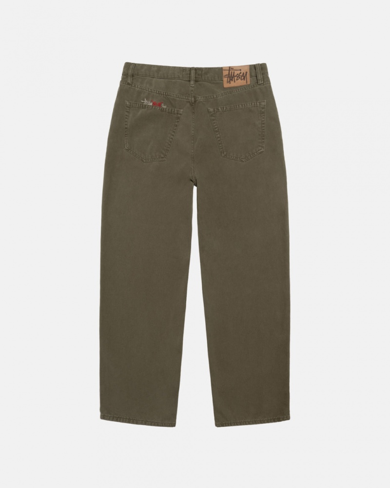 Stussy Big Ol Jean Washed Canvas - Unisex Pants Olijfgroen | SNLNY78458