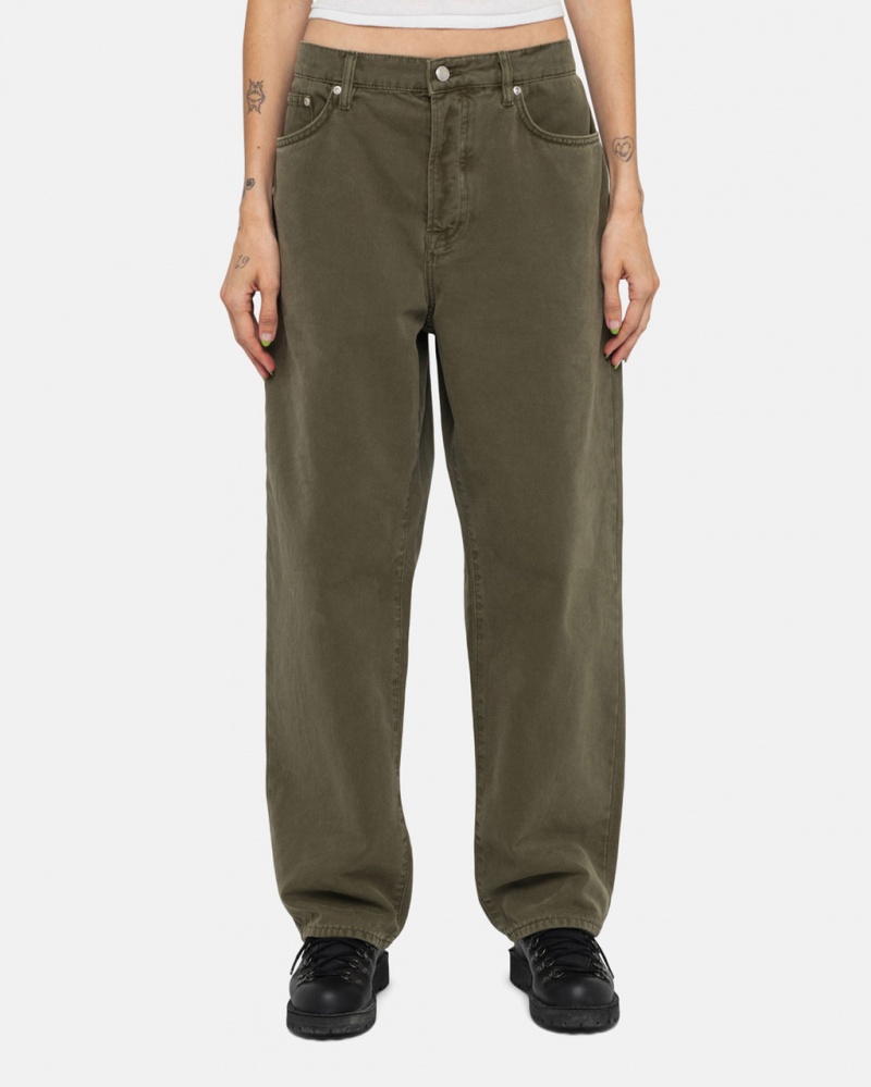 Stussy Big Ol Jean Washed Canvas - Unisex Pants Olijfgroen | SNLNY78458