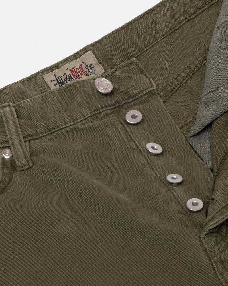 Stussy Big Ol Jean Washed Canvas - Unisex Pants Olijfgroen | SNLNY78458