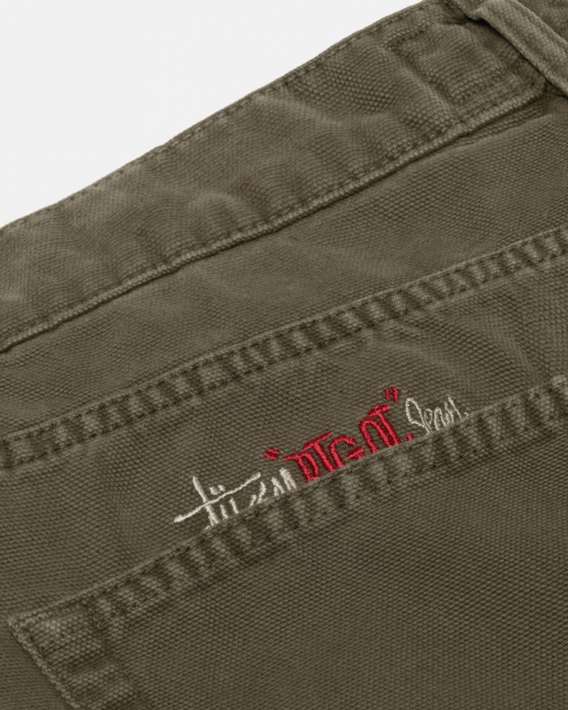 Stussy Big Ol Jean Washed Canvas - Unisex Pants Olijfgroen | SNLNY78458