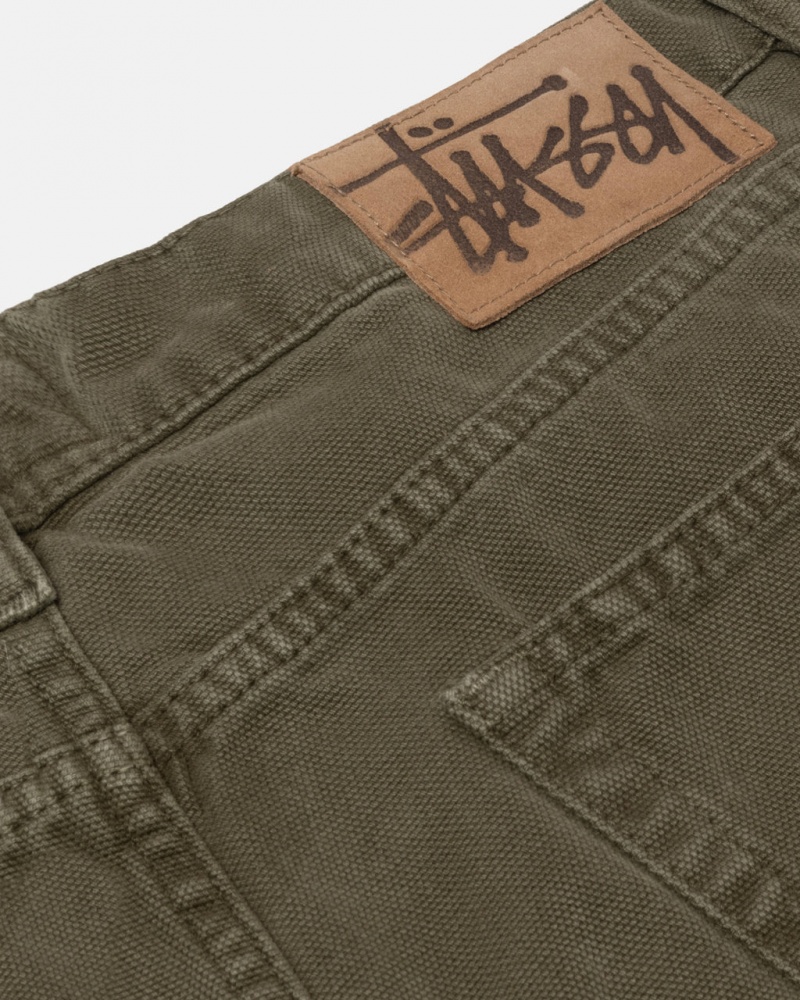 Stussy Big Ol Jean Washed Canvas - Unisex Pants Olijfgroen | SNLNY78458