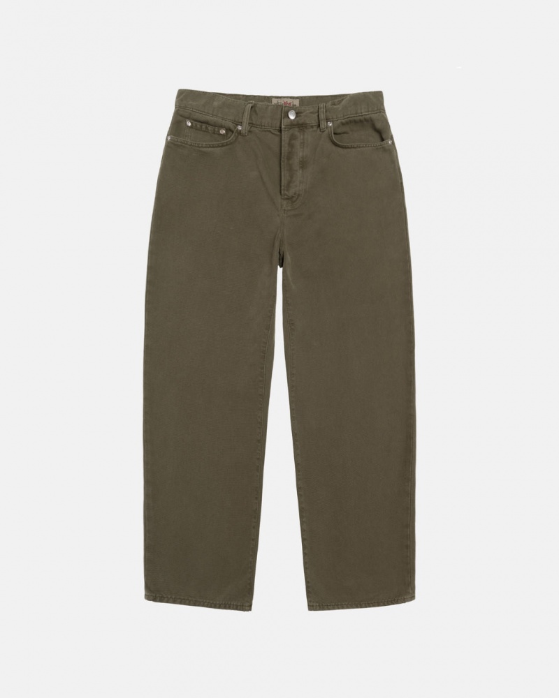 Stussy Big Ol Jean Washed Canvas - Unisex Pants Olijfgroen | SNLNY78458
