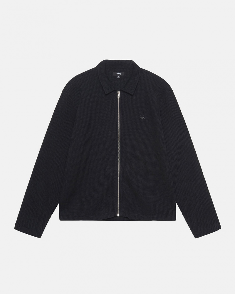 Stussy Big Thermal Zip Shirt - Unisex Tops Zwart | YNLVQ73685