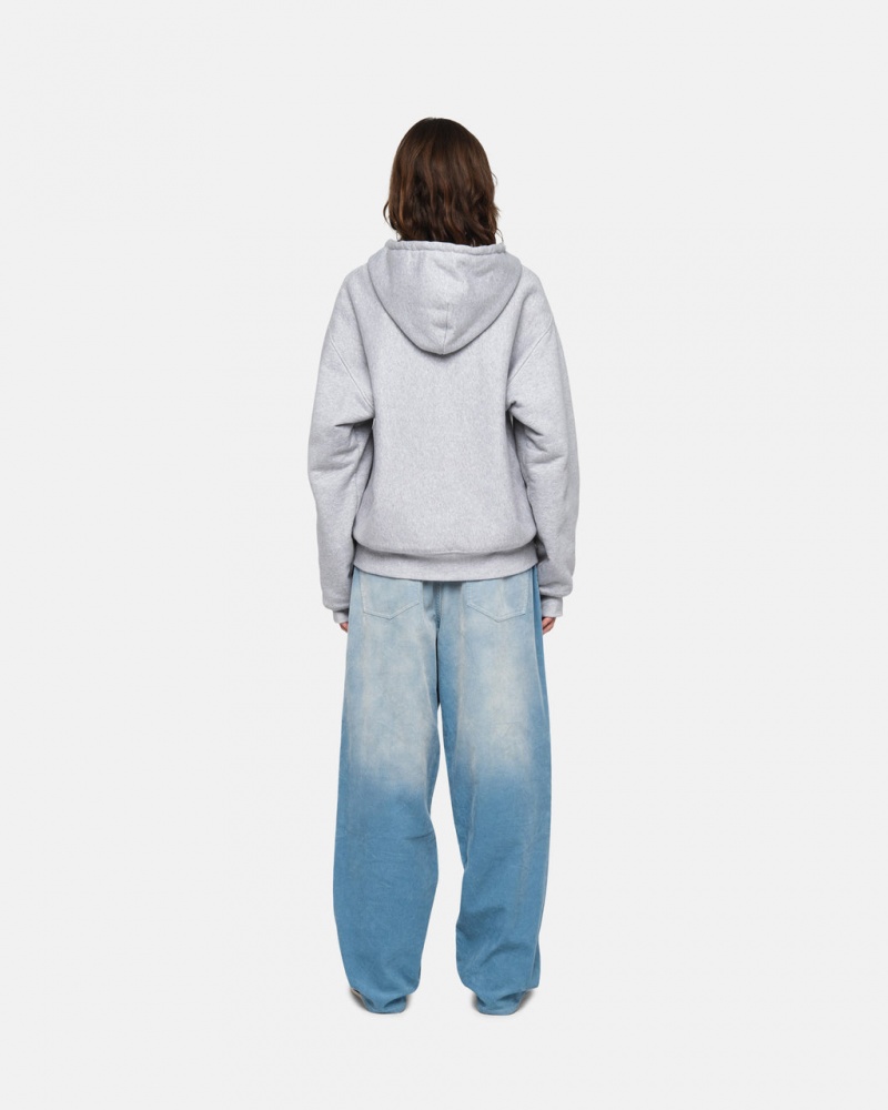 Stussy Double Face Label Zip Hoodie - Unisex Hoodies Grijs | XNLBH37008