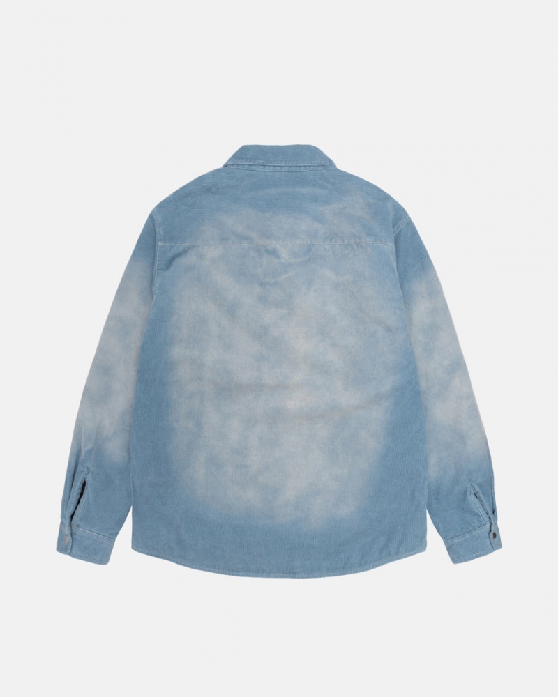 Stussy Faded Cord Overshirt - Unisex Tops Blauw | ENLVG93937