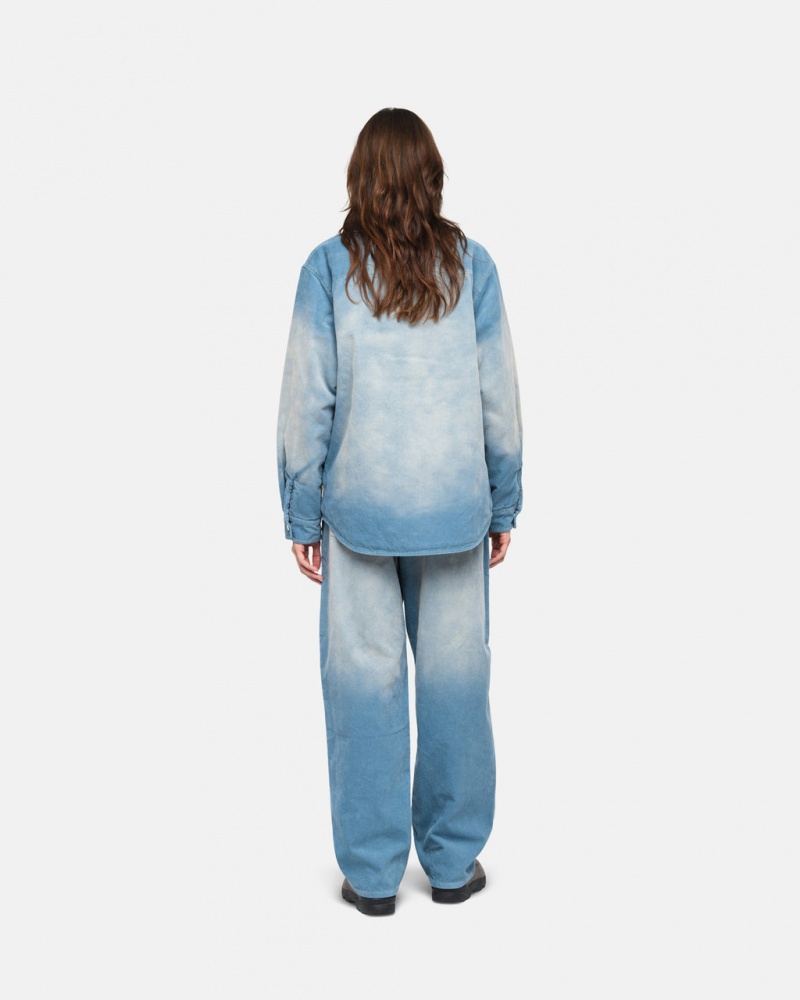 Stussy Faded Cord Overshirt - Unisex Tops Blauw | ENLVG93937