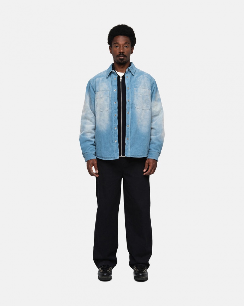 Stussy Faded Cord Overshirt - Unisex Tops Blauw | ENLVG93937