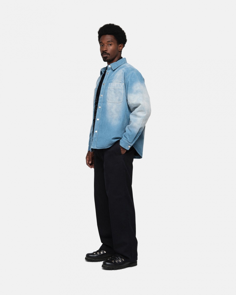 Stussy Faded Cord Overshirt - Unisex Tops Blauw | ENLVG93937