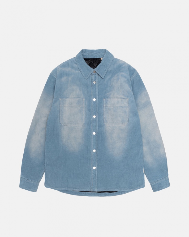 Stussy Faded Cord Overshirt - Unisex Tops Blauw | ENLVG93937