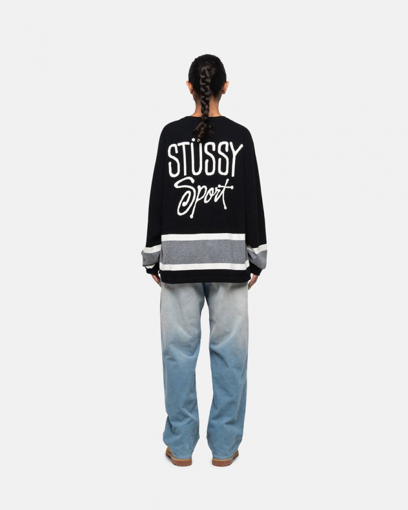 Stussy Hockey Trui - Unisex Sweaters Knits Zwart | NLZPD17292