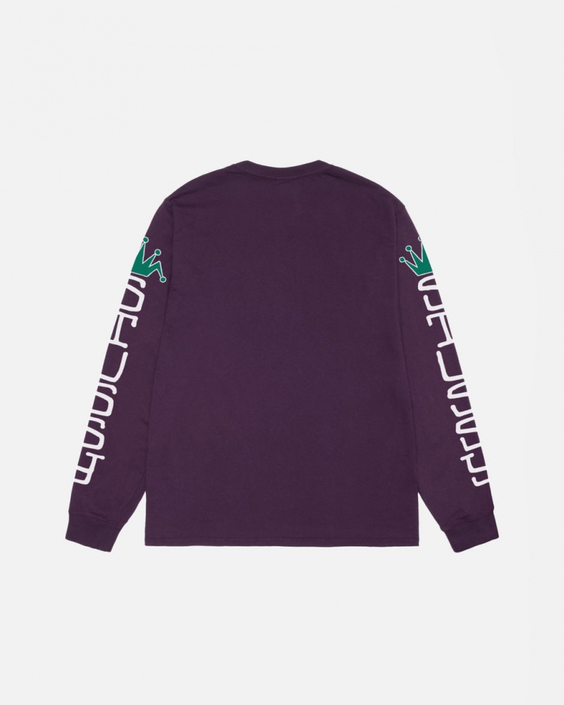 Stussy Jumbo LS Tee Pigment Dyed - Unisex Longsleeve Paars | QNLWA48634