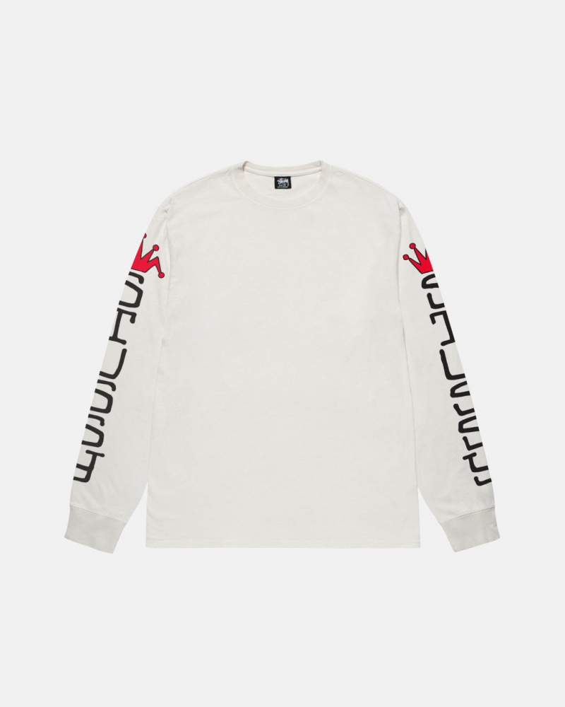 Stussy Jumbo LS Tee Pigment Dyed - Unisex Longsleeve Beige | NLJZR55699