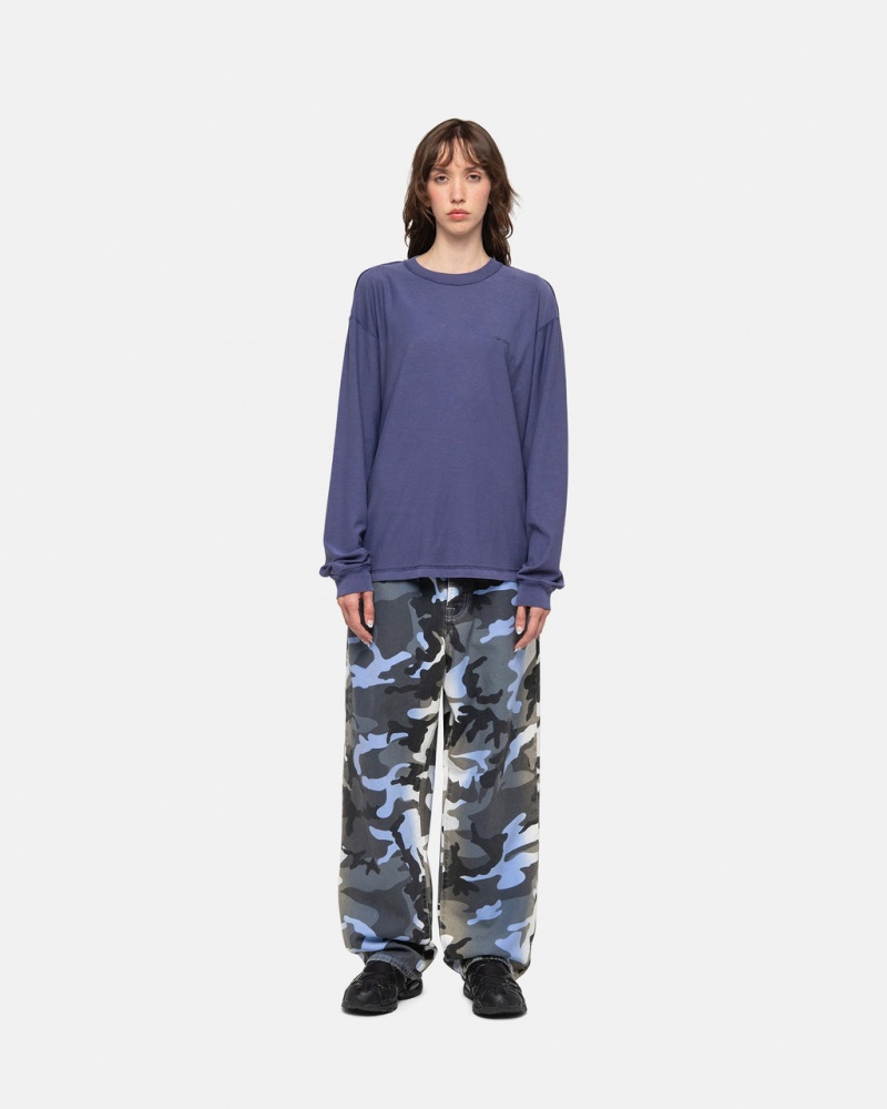 Stussy Lazy LS Tee - Unisex Longsleeve Diepblauw | NLIIZ81043