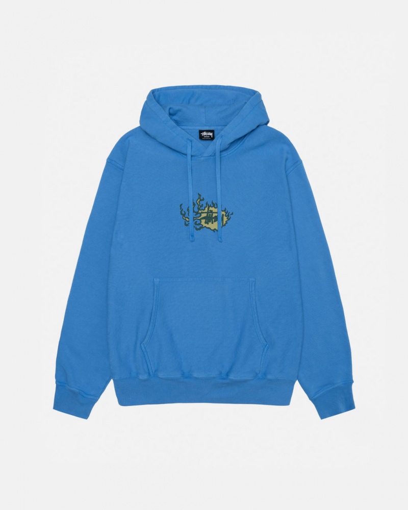Stussy Mosaic Dragon Hoodie Pigment Dyed - Unisex Hoodies Blauw | MNLFT24230