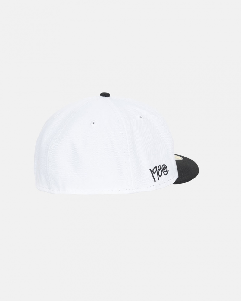 Stussy New Era 59Fifty Curly S - Unisex Wit Zwart | NLICD66179