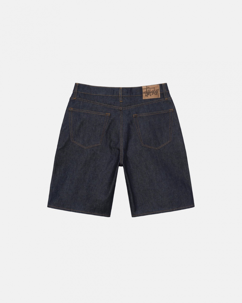 Stussy Raw Denim Big Ol& Shorts - Men&s Shorts Trunks Zwart | NLEGJ88891