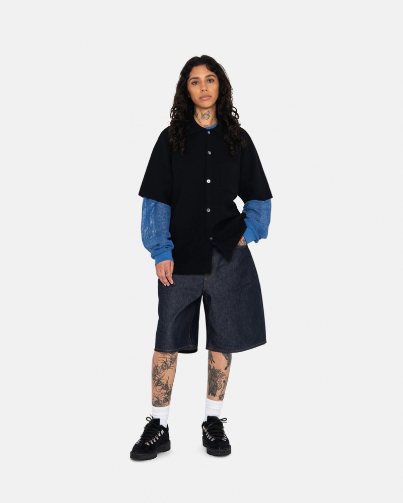 Stussy Raw Denim Big Ol& Shorts - Men&s Shorts Trunks Zwart | NLEGJ88891