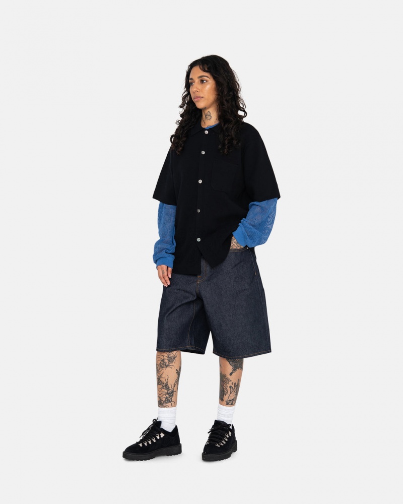 Stussy Raw Denim Big Ol& Shorts - Men&s Shorts Trunks Zwart | NLEGJ88891