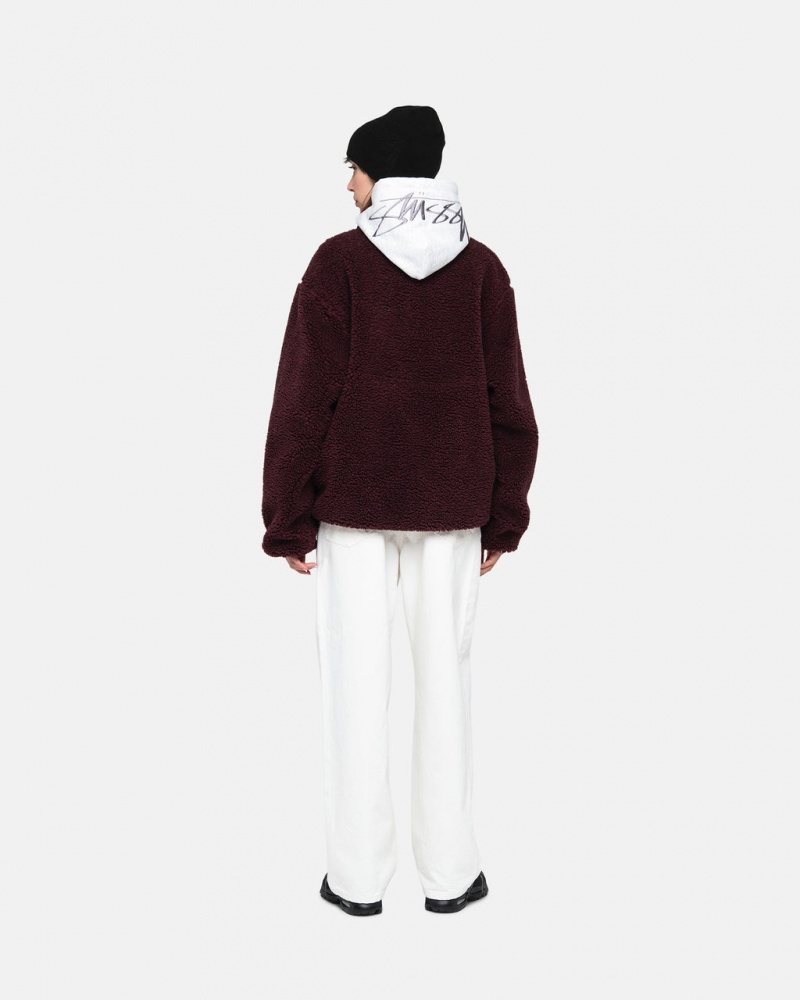 Stussy Sherpa Reversible Jacket - Unisex Jackets Bordeaux | MNLHR24470