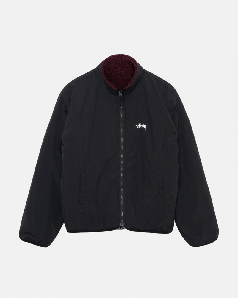 Stussy Sherpa Reversible Jacket - Unisex Jackets Bordeaux | MNLHR24470