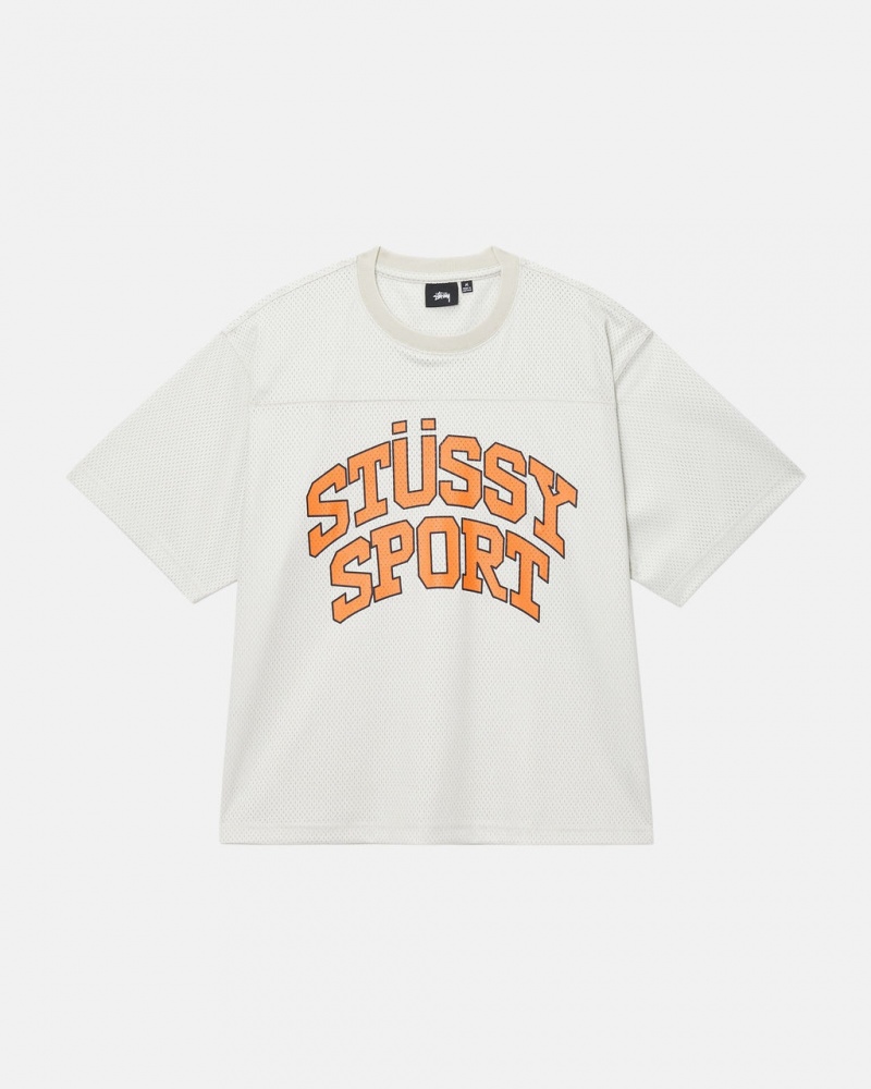 Stussy Sport Mesh Football Jersey - Unisex Sweaters Knits Beige | QNLUV80310