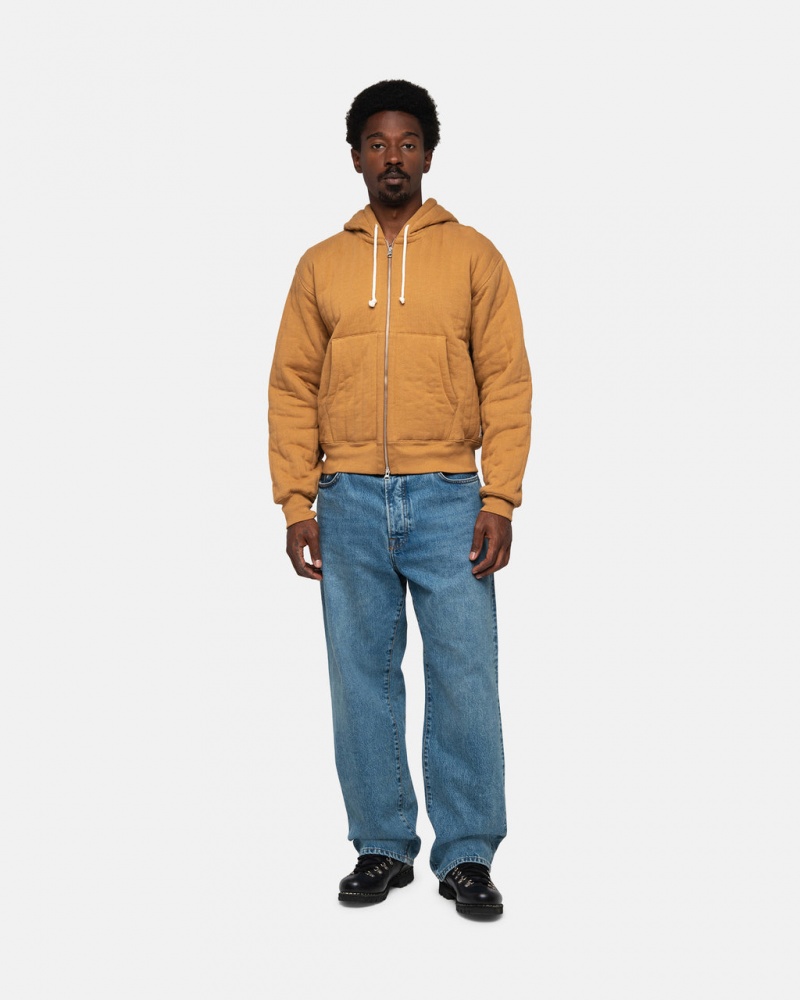 Stussy Vertical Gewatteerd Zip Hoodie - Unisex Hoodies Bruin | MNLFT25451
