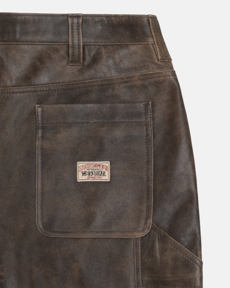Stussy Werk Pant Distressed Leren - Unisex Jeans Pants Bruin | UNLND99791