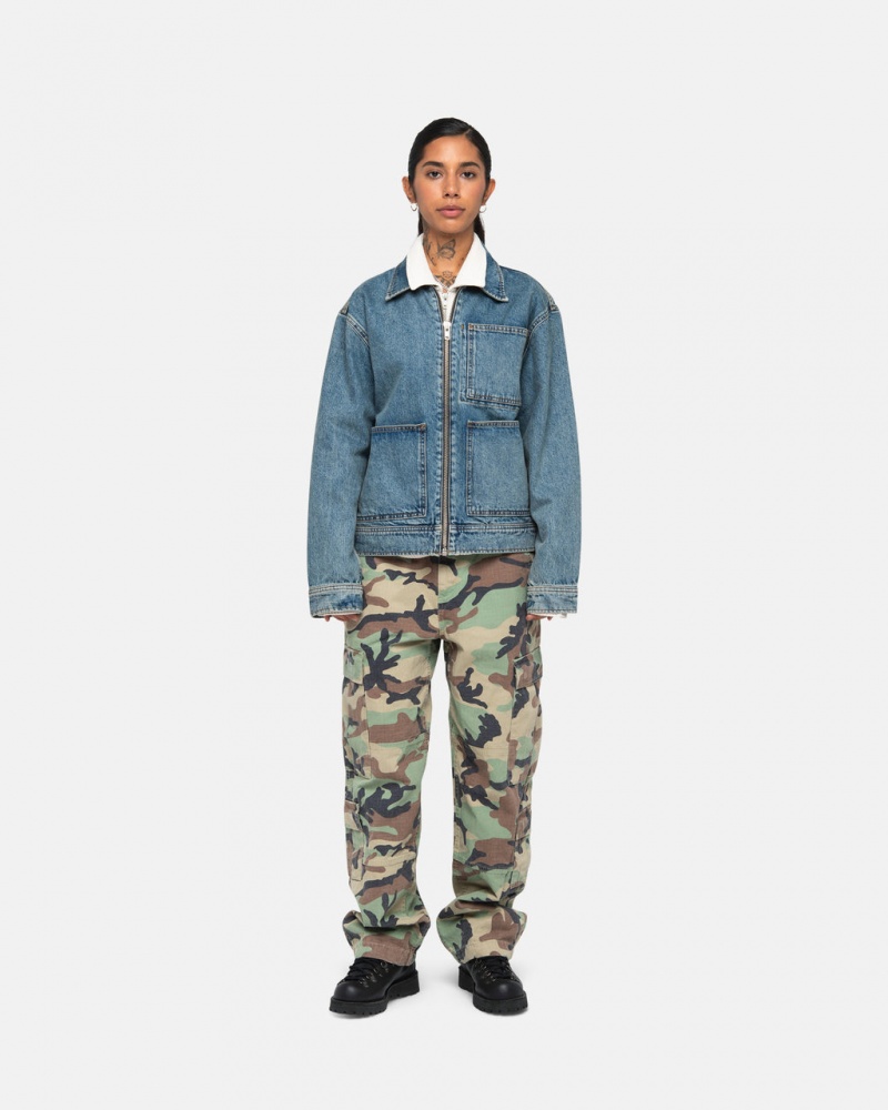 Stussy Zip Werk Jacket Denim - Unisex Jackets Outerwear Blauw | BNLSD75845
